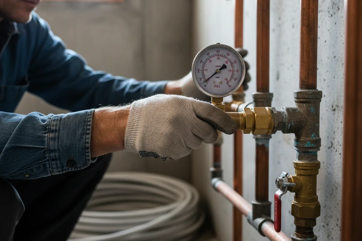 Pressure testing a repaired line during Water Line Repair in Whately